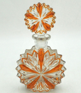 Lot 352 - Vintage 1930s Bohemian Art Deco Perfume Bottle - Clear w Amber Coloure