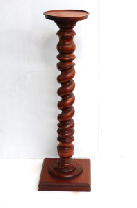 Lot 13 - Vintage wooden Pedestal - barley twist column 94cm H