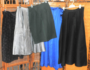 Lot 21 - Group lot vintage Ladies Skirts inc Sally Browne Black silk button thro