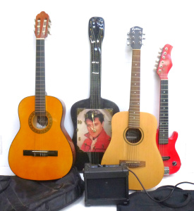 Lot 127 - Group Guitar related items inc, Martinez Acoustic, Valencia TC13, Elvi