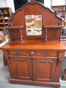 Lot 150 - Victorian Cedar Chiffonier - back section with shelf & turned supp