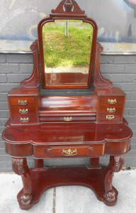Lot 152 - Victorian Cedar Dressing Table - glove box to centre & Jewellery d