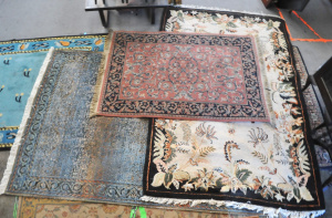 Lot 159 - 3 x Vintage Floor Rugs incl Blue Egyptian Rug, Red Turkish Rug & A