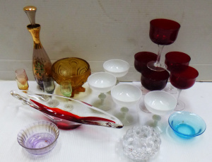 Lot 172 - Group lot of assorted Glass mainly coloured inc, Orrefors tea candle
