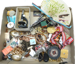 Lot 181 - Box of assorted Jewellery mostly costume inc Victorian Bangle, carved
