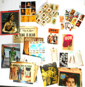 Lot 191 - Box lot of vintage ephemera inc Advertising, Swap Cards, Silk Cigarett