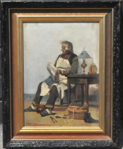 Lot 201 - Artist Unknown Framed c1880s European Oil Painting - A Cobblers break