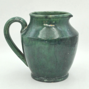 Lot 207 - Vintage Unmarked Australian Pottery Jug - Mottled Green & Blue gla