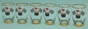 Lot 230.9 - Set 6 x 1950s Wynn's Motor Racing branded glasses feat Kangaroo
