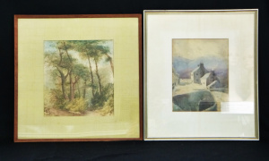 Lot 236 - 2 x Vintage Framed European Watercolours - Georgina Thompson 'Houses b
