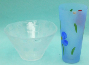 Lot 248 - 2 x pces Kosta Boda glass - Boda Design pale blue vase with bold flowe