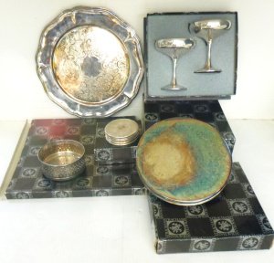 Lot 284 - Group lot boxed Strachan EPNS Tableware inc, coasters, goblets, place