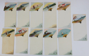 Lot 302 - Group lot - 11 x unframed c1930's Japanese Hpainted Watercolour Cards