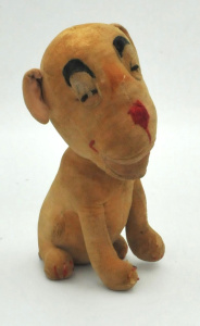 Lot 308 - Vintage c1930s Velveteen soft Toy Comical Dog - sitting on Haunches wi