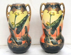 Lot 339 - Pr 1920c Japanese Export ware ceramic Vase - hpainted floral with gil