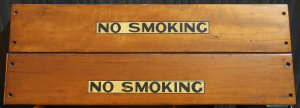 Lot 4 - 2 x Vintage mounted Railway 'No Smoking' signs on Wooden Panels - 30x84c