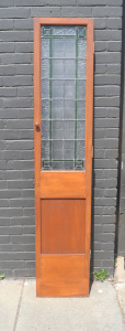 Lot 6 - Vintage Wooden Door w Large Leadlight panel to top section - door 225 5