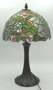 Lot 9 - Art Nouveau style Leadlight Lamp - Approx 48cm H