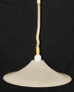 Lot 16 - Vintage c1980s Ceiling Light - White hat shaped pierced metal shade on