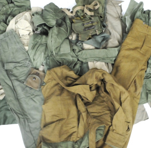Lot 20 - Box of Vintage Assorted Military Clothing incl Shirts, Pants, jackets,