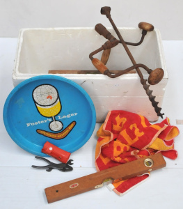 Lot 25 - Box lot of Vintage Blokey items inc Tools - MMC Japan Spirit Leve, Hand