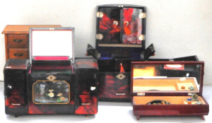 Lot 41 - 4 x Vintage Jewellery Boxes incl 3 x Japanese Lacquerware