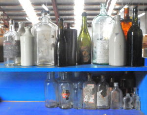 Lot 46 - Large group lot - Vintage Glass & Stoneware Bottles, Jars, etc - Gr