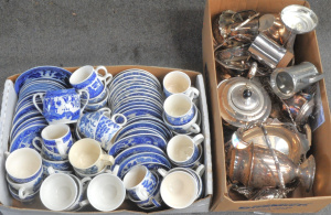 Lot 61 - 2 x Boxes of EPNS Items & Blue and White China