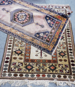 Lot 64 - 2 x Large Eastern-style Floor Rugs, Beige & Red 135x220cm, Black &a