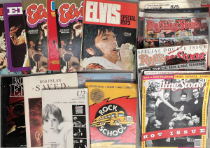 Lot 73 - Box Music related books & ephemera inc 6 x Elvis Specials 1973 +,