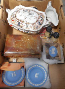 Lot 84 - Box lot pretty China & other items incl Wedgwood Powder Blue Jasper
