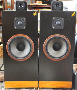 Lot 105 - Pair of Vintage Laser Branded Heavy Speakers in Hand Made Units on cas