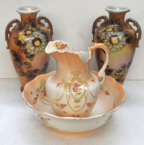 Lot 132 - Group lot - Edwardian Ceramics - pair large Japanese Export Ware Vases
