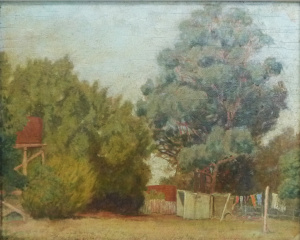 Lot 211 - D F Nelson (Active c1950s) Framed Oil Painting on Panel - Washing day,