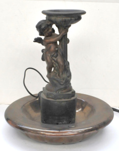 Lot 229 - Vintage Classical Cast Bronze Water Fountain featuring Cherub holding