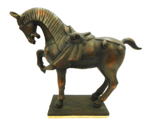 Lot 245 - Heavy cast copper figure of a Chinese Tang Style Horse, approx 24cm H,