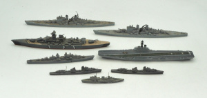 Lot 297 - Small box lot of Vintage Diecast Battleships inc Triang Minic, Wiking,