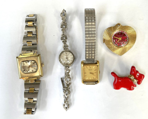 Lot 310 - 5 x items - 4 x ladies watches, Marcasite cocktail works, 2 x Seiko in