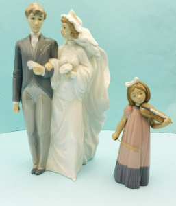 Lot 334 - 2 x Vintage Nao - Lladro figures inc Wedding Day Model 1199 31cm H &am