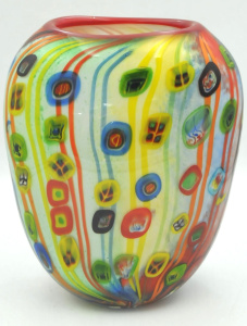 Lot 337 - Vintage Large Multi-coloured Art Glass Vase - ground polished pontil m