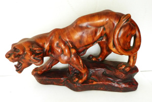 Lot 339 - Vintage Plaster Ware figure of a Roaring Tiger hand painted finish, ap