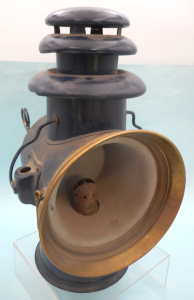 Lot 340 - Vintage Dietz Union Driving Lamp - Blue w carry Handle & Brass Bez