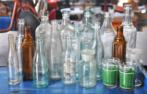 Lot 55 - Group Lot of Vintage Assorted Glass Bottles & Cups incll Soft Drink