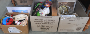 Lot 68 - 3 x Boxes - Bar items, Crystal & other Wine Glasses, Toys, Cd's, si