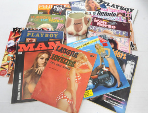 Lot 71 - Box lot - Vintage & Modern Mens Pinup Girl & Biker magazines &a