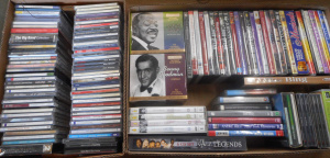 Lot 74 - 2 x Boxes Music CDs and DVDs, incl Bob Dylan, Johnny Cash, Jazz, etc