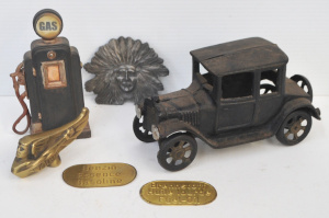 Lot 83 - Small lot - Vintage & Modern Motoring items - heavy cast Brass Bonn