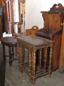 Lot 94 - Group lot - Vintage Occasional Furniture - Nest of 3 Tudor style Oak si