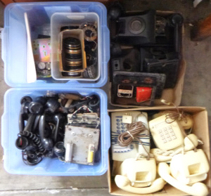Lot 95 - 4 x Boxes Vintage Rotary & Other Telephones and Accessories