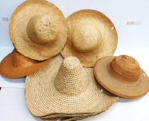 Lot 107 - Group Lot of Straw & Cane Hats inc sombrero etc